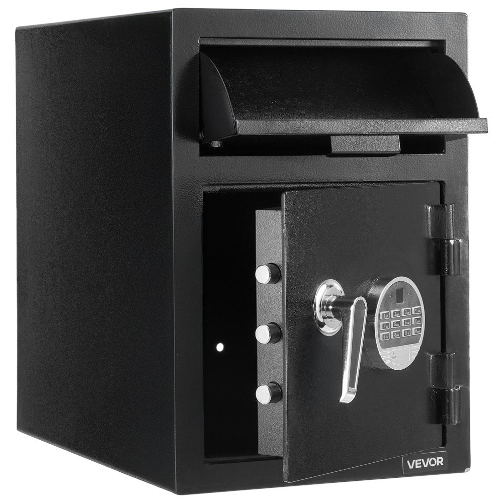 1.2 Cubic Feet Drop Safe Large Capacity 2 Tiers Drop Slot Safe Box Black