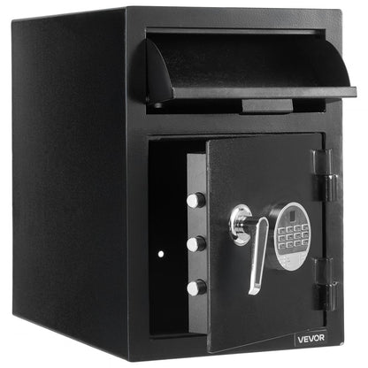 1.2 Cubic Feet Drop Safe Large Capacity 2 Tiers Drop Slot Safe Box Black