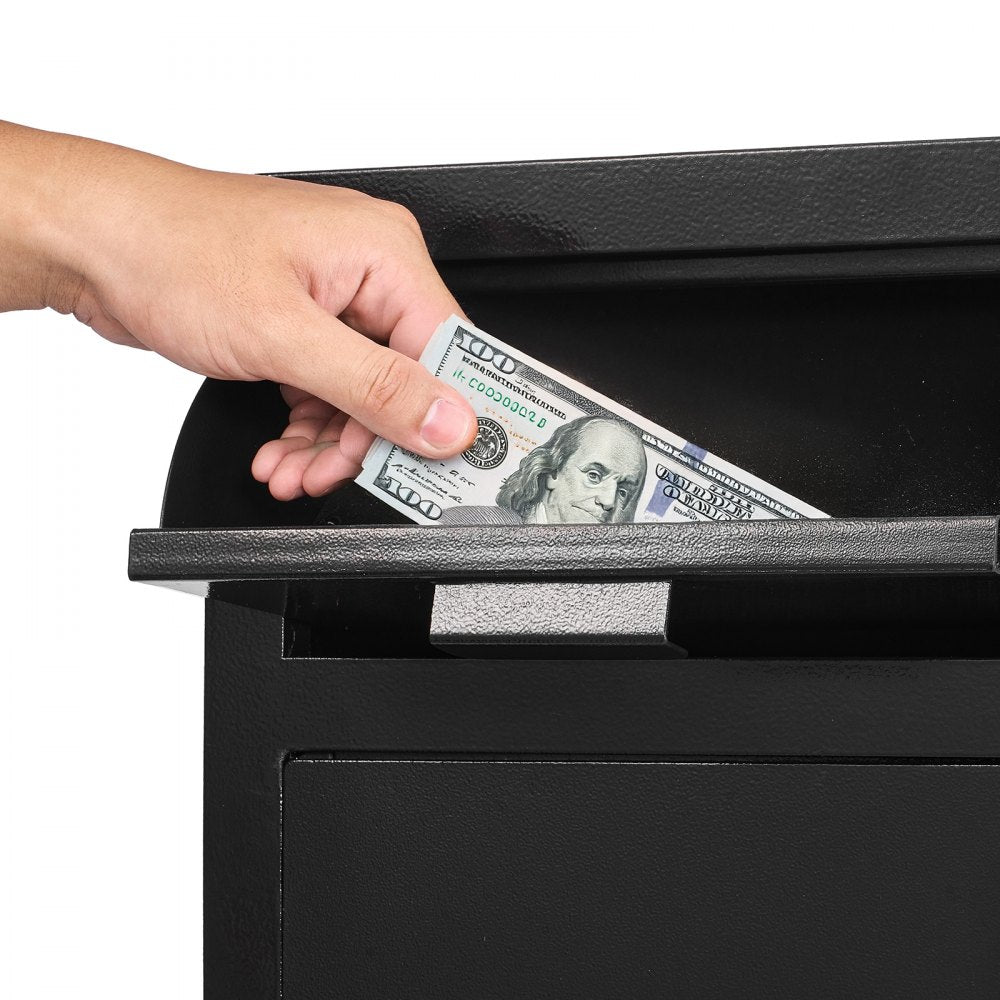 1.2 Cubic Feet Drop Safe Large Capacity 2 Tiers Drop Slot Safe Box Black