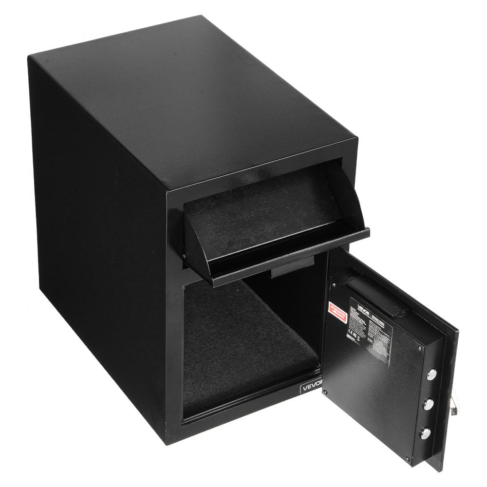 1.2 Cubic Feet Drop Safe Large Capacity 2 Tiers Drop Slot Safe Box Black