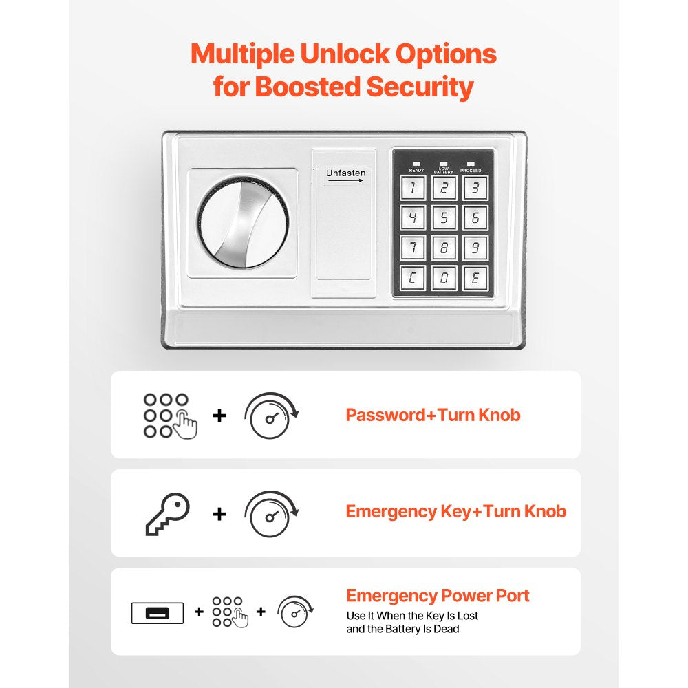 0.6 Cubic Feet Drop Safe with a Front Lock Slot Password & Turn Knob Black