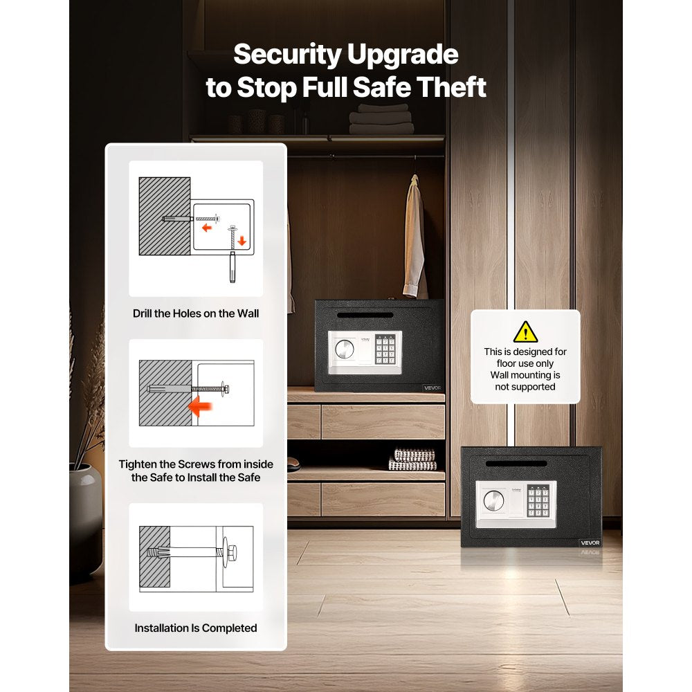 0.6 Cubic Feet Drop Safe with a Front Lock Slot Password & Turn Knob Black