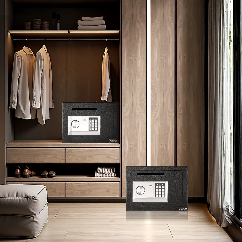 0.6 Cubic Feet Drop Safe with a Front Lock Slot Password & Turn Knob Black