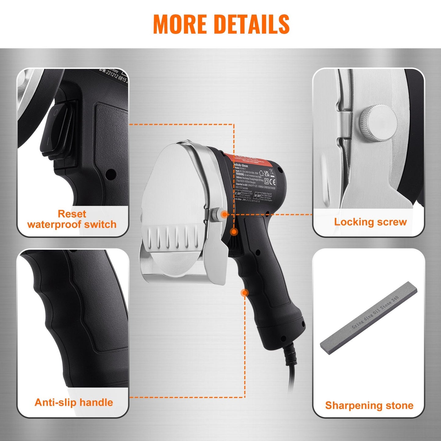 Electric Turkish Kebab Knife, 80W Commercial Gyro Cutter with Adjustable Thickness