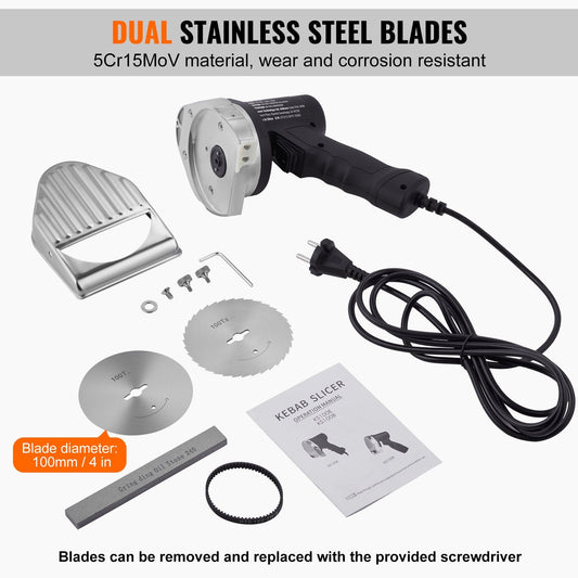 Electric Gyro Slicer, 80W Kebab Knife with Adjustable Thickness, 0-8mm, 100mm Blade
