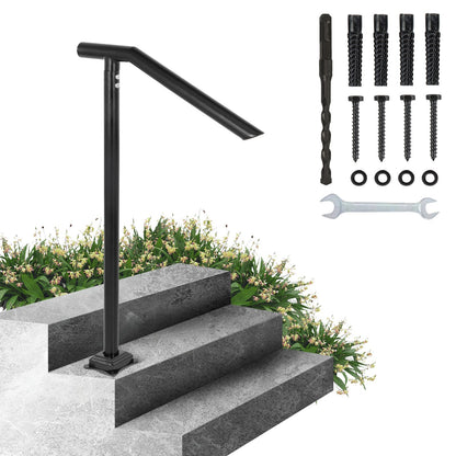 Steel Handrail for 2-3 Steps, 200 kg Capacity, Easy Assembly, Black Iron Design