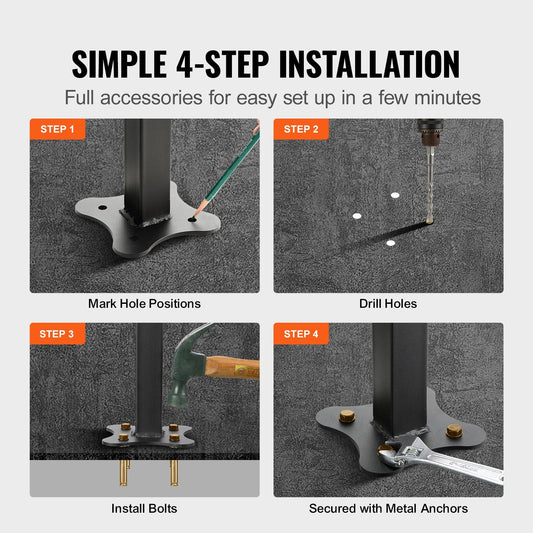 Adjustable Aluminum Outdoor Stair Handrail, Fits 4-5 Steps, 75 kg Load Capacity