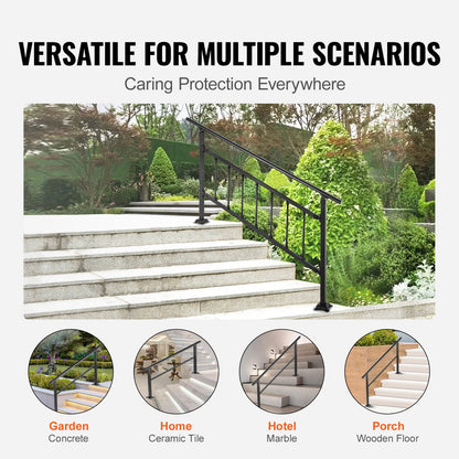 VEVOR Outdoor Handrail 165LBS Load Handrail Outdoor Stairs Aluminum Stair Handrail