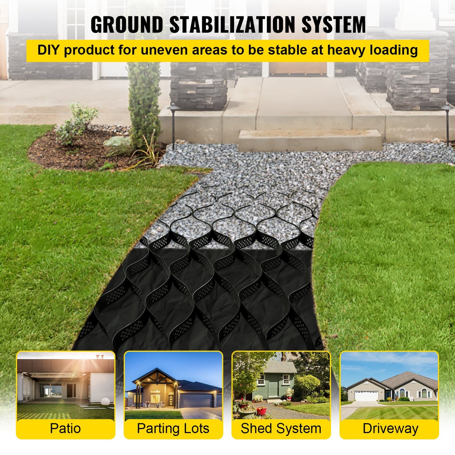 VEVOR Ground Grid, 855 kg per Sq Ft Load Geo Grid, 76.2 mm Depth Permeable Stabilization