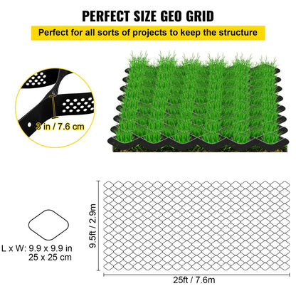 Heavy-Duty Geo Grid Stabilization System, 7.6 cm Depth, 855 kg/sq ft Load Capacity