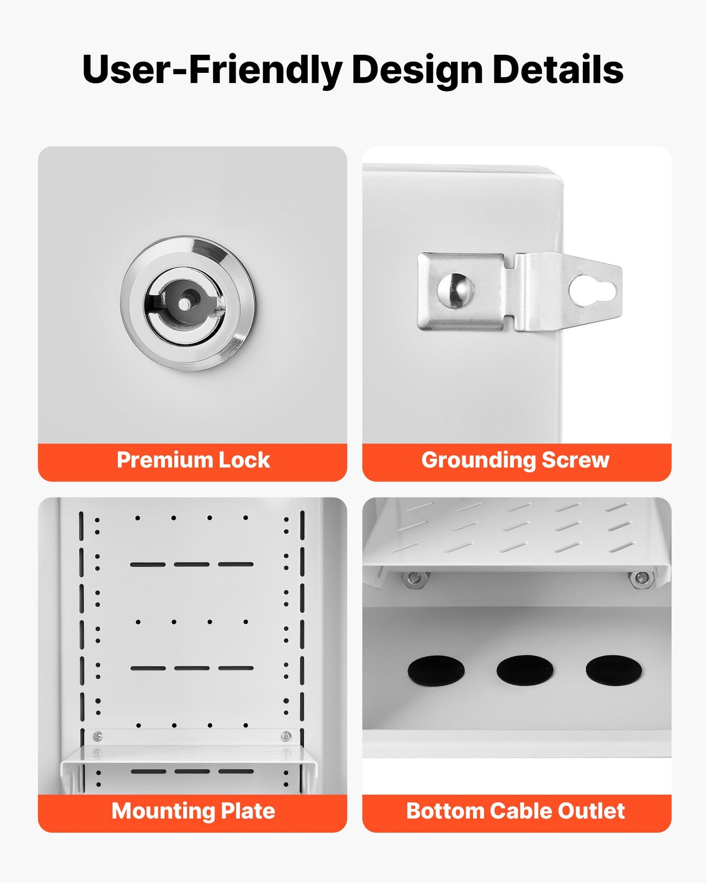 Outdoor Electrical Box, Cold-Rolled Steel, Electrical Junction Box with Thermostat and Fan, Rain Hood, Ventilated Design, IP65 Waterproof Hinged Enclosure, Wall/Pole Mounted, 400 x 300 x 200 mm