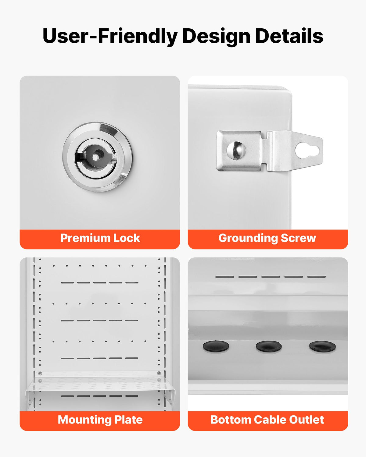 Outdoor Electrical Box, Cold-Rolled Steel, Electrical Junction Box with Thermostat and Fan, Rain Hood, Ventilated Design, IP65 Waterproof Hinged Enclosure, Wall/Pole Mounted, 600 x 400 x 300 mm