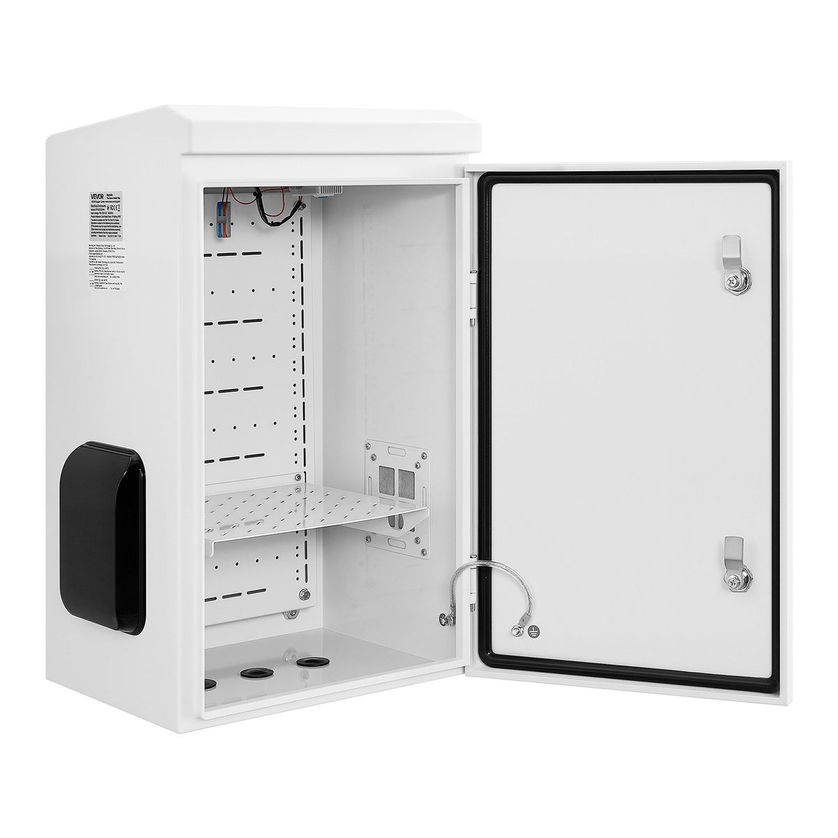 Outdoor Electrical Box, Cold-Rolled Steel, Electrical Junction Box with Thermostat and Fan, Rain Hood, Ventilated Design, IP65 Waterproof Hinged Enclosure, Wall/Pole Mounted, 600 x 400 x 300 mm