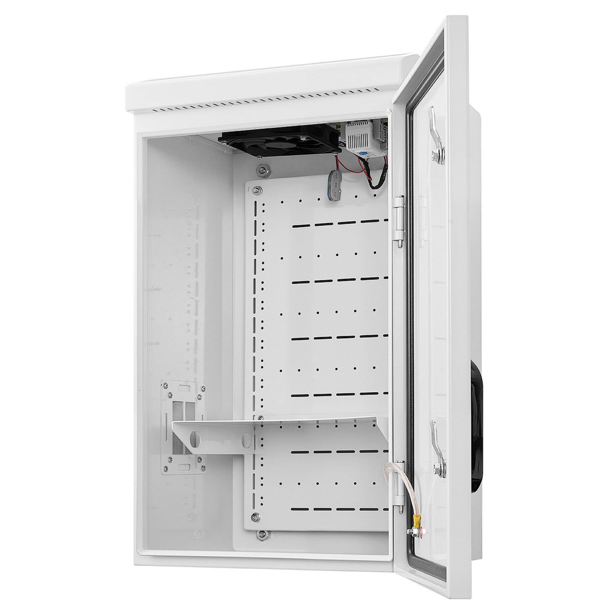 Outdoor Electrical Box, Cold-Rolled Steel, Electrical Junction Box with Thermostat and Fan, Rain Hood, Ventilated Design, IP65 Waterproof Hinged Enclosure, Wall/Pole Mounted, 600 x 400 x 300 mm