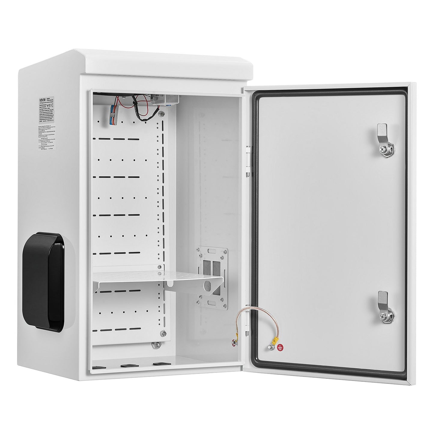 Outdoor Electrical Box, Cold-Rolled Steel, Electrical Junction Box with Thermostat and Fan, Rain Hood, Ventilated Design, IP65 Waterproof Hinged Enclosure, Wall/Pole Mounted, 600 x 400 x 300 mm