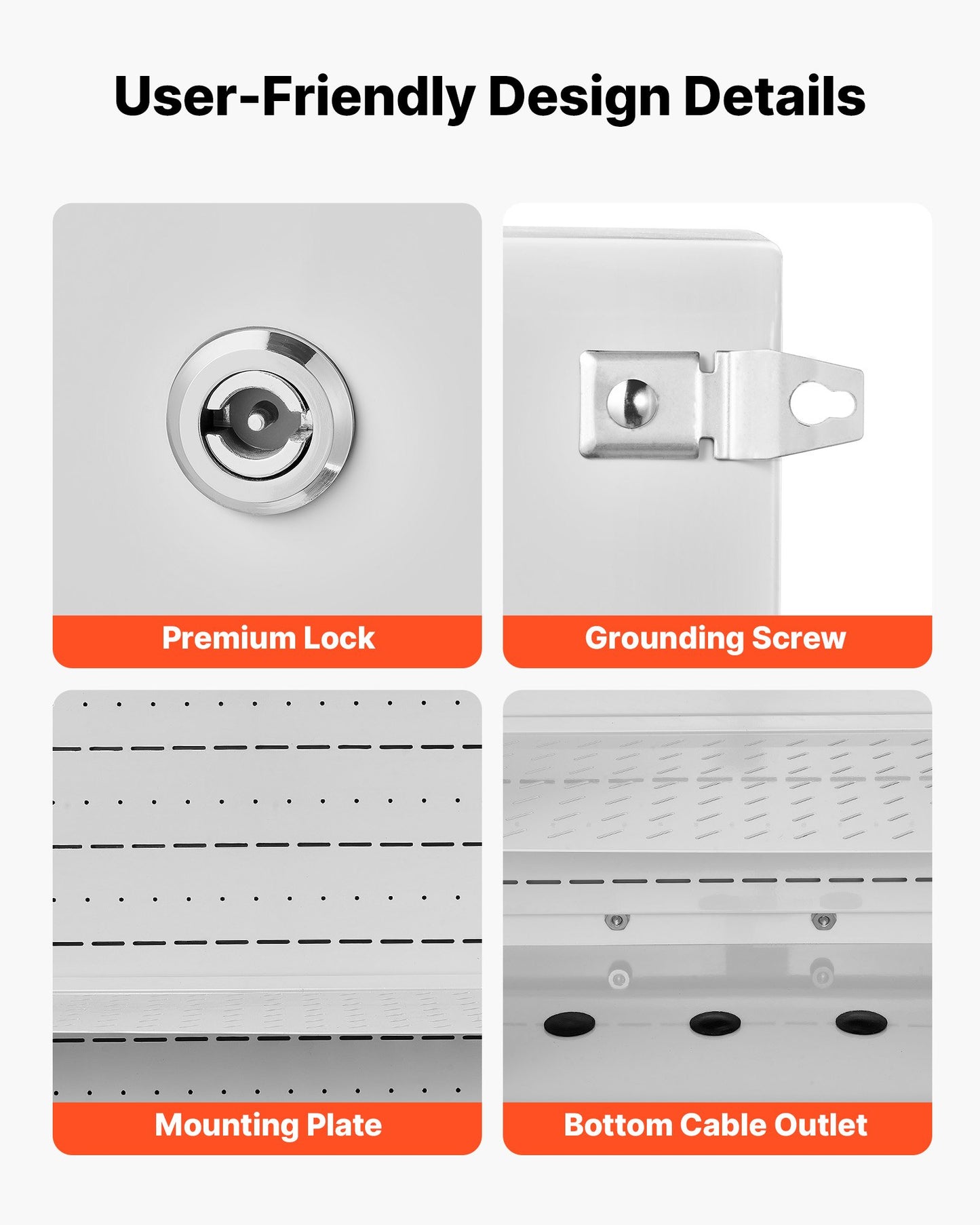 Outdoor Electrical Box, Cold-Rolled Steel, Electrical Junction Box with Thermostat and Fan, Rain Hood, Ventilated Design, IP65 Waterproof Hinged Enclosure, Wall/Pole Mounted, 600 x 600 x 300 mm