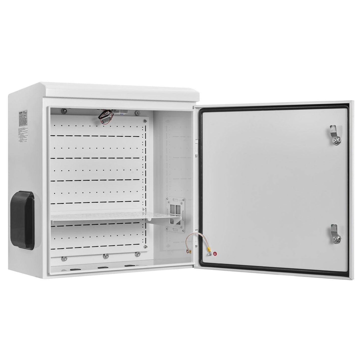 Outdoor Electrical Box, Cold-Rolled Steel, Electrical Junction Box with Thermostat and Fan, Rain Hood, Ventilated Design, IP65 Waterproof Hinged Enclosure, Wall/Pole Mounted, 600 x 600 x 300 mm