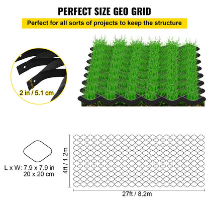 Heavy-Duty 8.2x1.2m HDPE Geocell Grid for Gravel with 5cm Depth