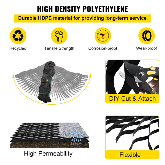 Heavy-Duty 8.2x1.2m HDPE Geocell Grid for Gravel with 5cm Depth