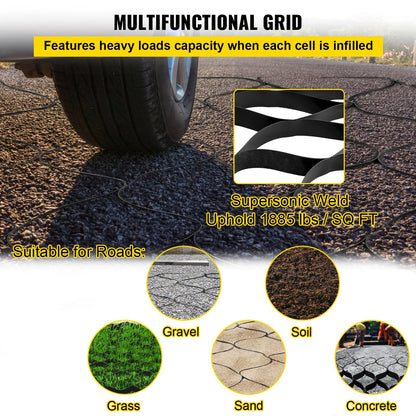 Heavy-Duty 8.2x1.2m HDPE Geocell Grid for Gravel with 5cm Depth