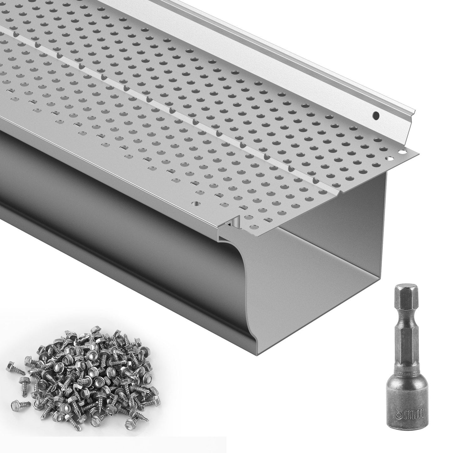 Aluminum Gutter Guard, 127mm Width, 31.7m Total Length, 26 PCS Leaf Filter Set