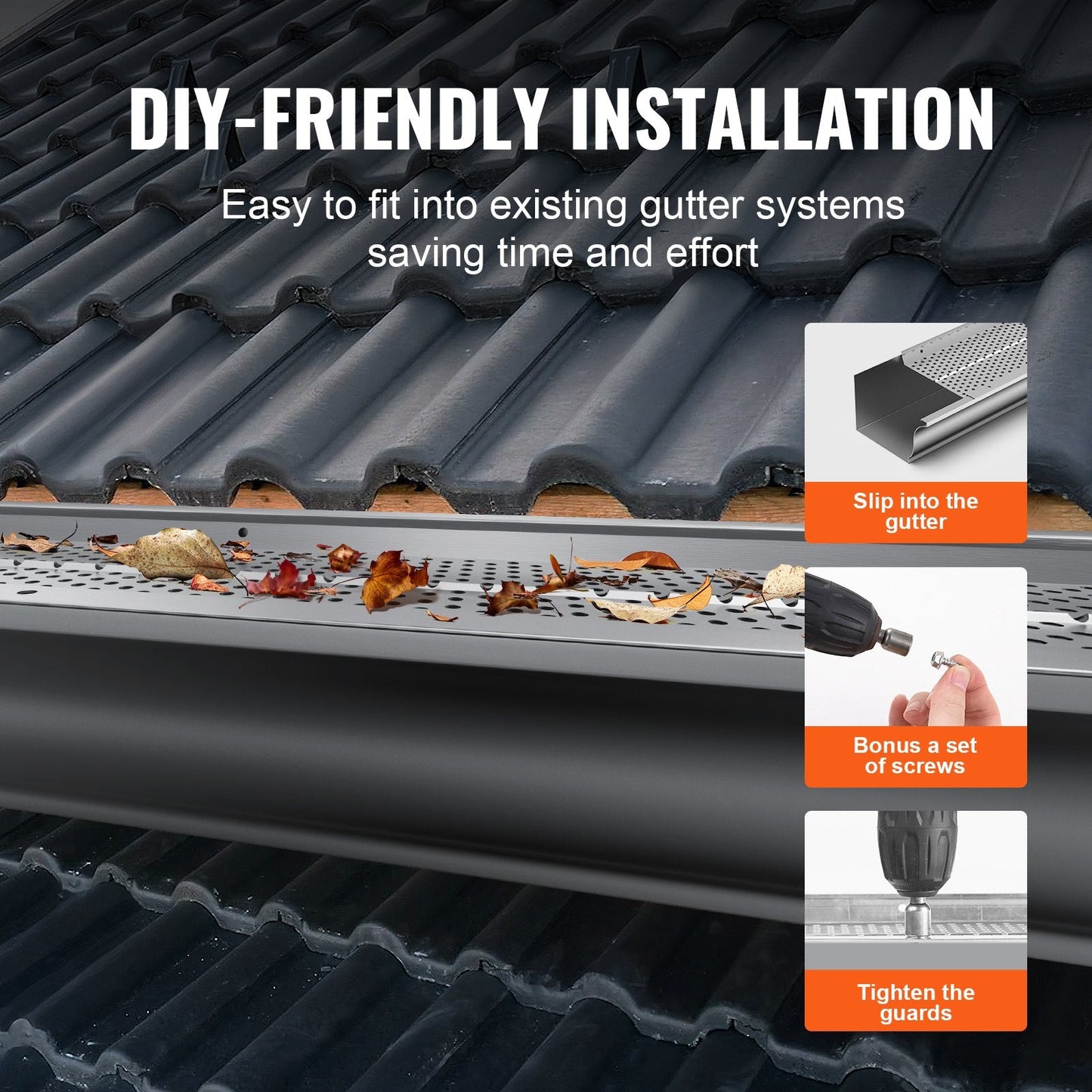 Aluminum Leaf Filter Gutter Guard, 127mm Width, 52 PCS, 63.4m Total Length