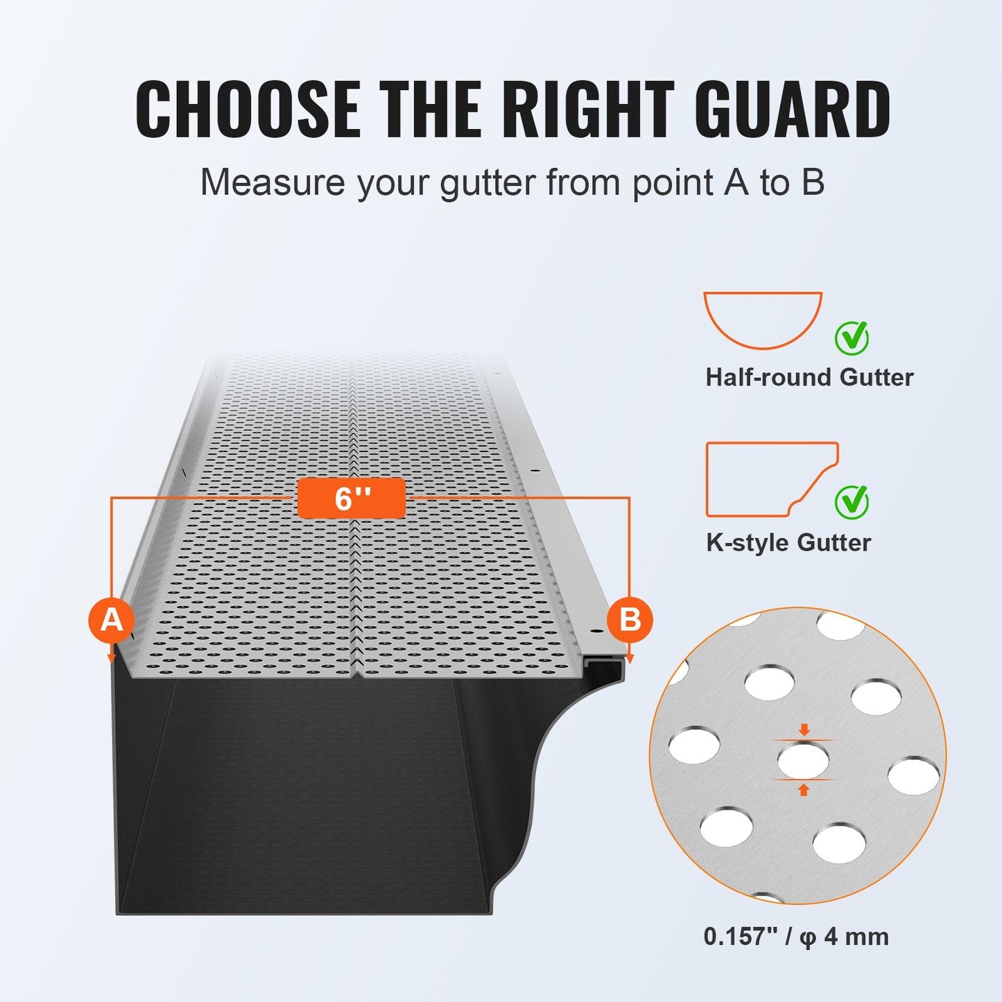 Aluminum Gutter Guard Leaf Filter, 152mm Wide, 52 PCS, 63.4m Total Length