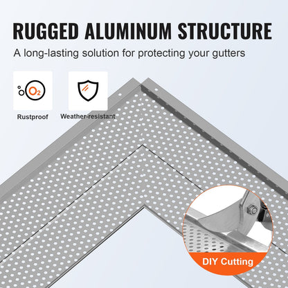 Aluminum Gutter Guard Leaf Filter, 152mm Wide, 52 PCS, 63.4m Total Length