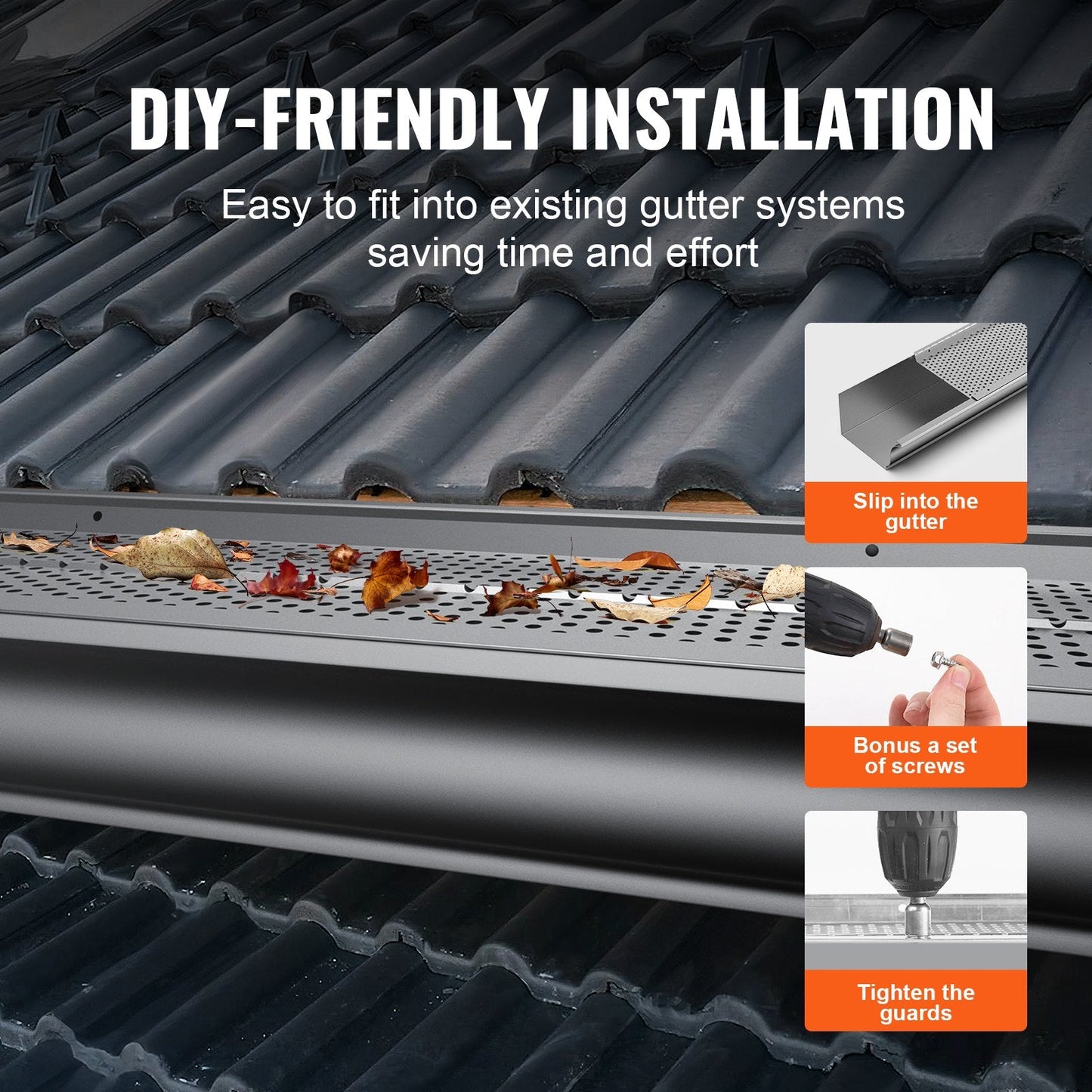 Aluminum Gutter Guard Leaf Filter, 152mm Wide, 52 PCS, 63.4m Total Length