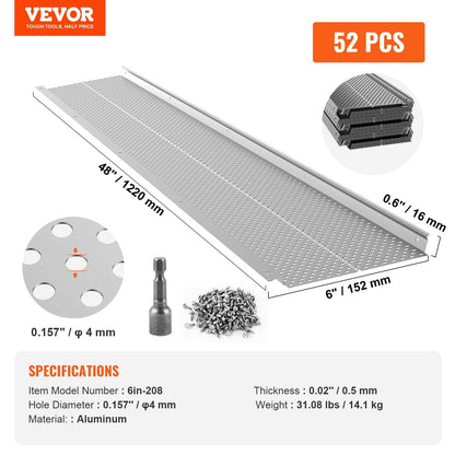 Aluminum Gutter Guard Leaf Filter, 152mm Wide, 52 PCS, 63.4m Total Length