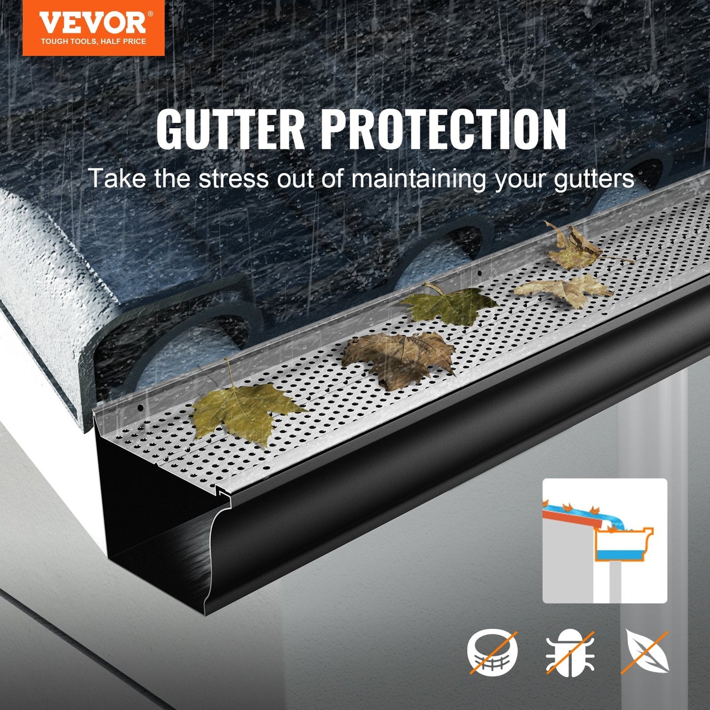 Aluminum Leaf Filter Gutter Guard, 127mm Width, 13 PCS, 15.9m Total Length