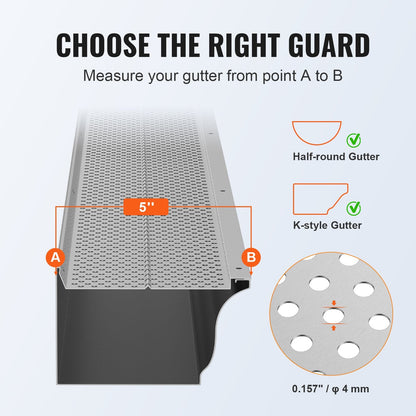 Aluminum Leaf Filter Gutter Guard, 127mm Width, 13 PCS, 15.9m Total Length