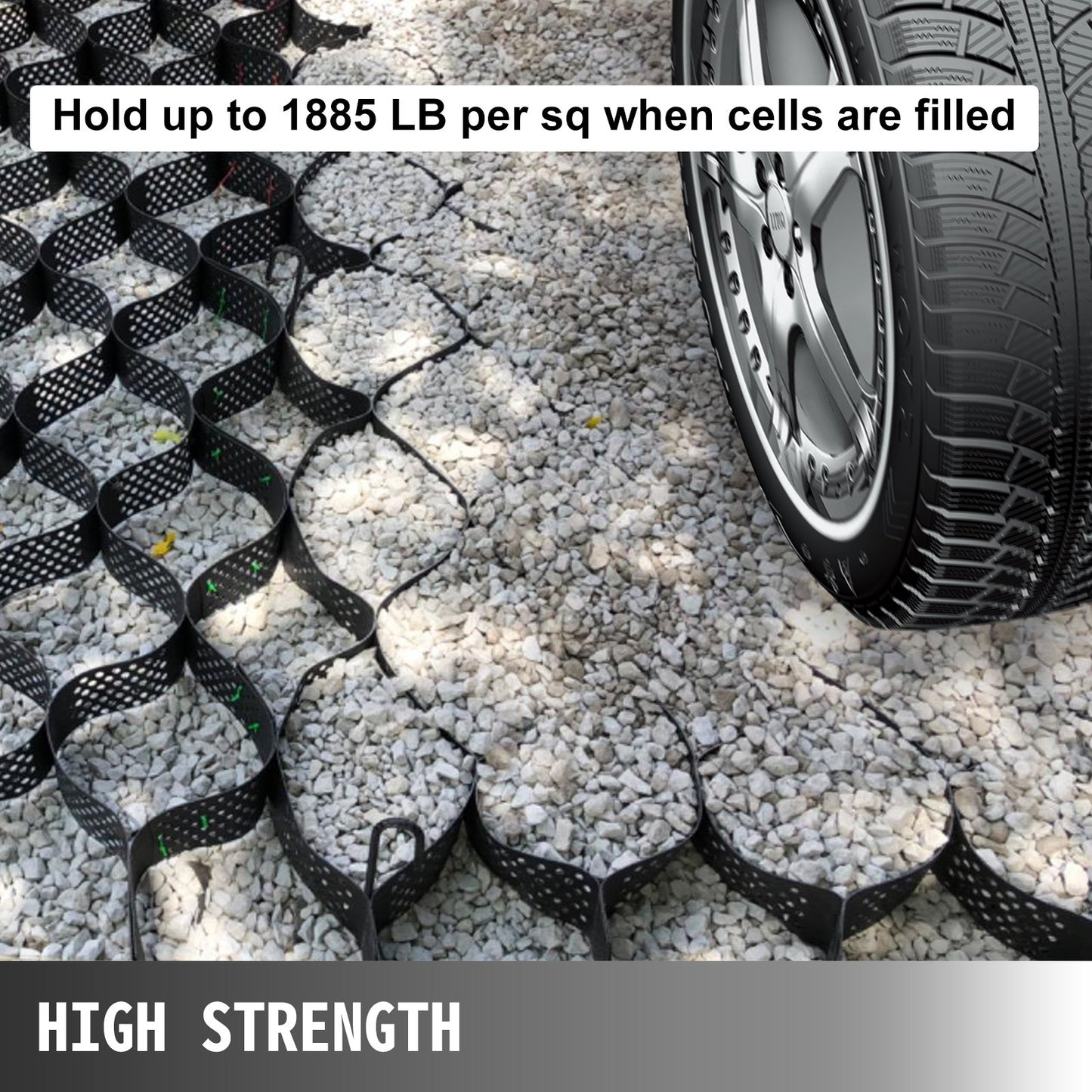 VEVOR Geo Grid Ground Grid Geo Cell Grid 9x17ft Gravel Geo Grid 2in High Tensile