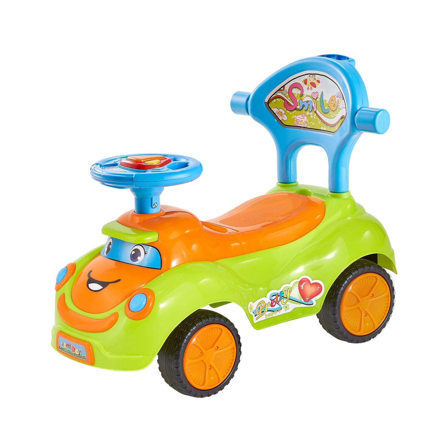 Ride On Push Car, Push Car for Toddler 19 to 36 Months, Around Buggy with Guardrails, Handle & Under-seat Storage, 25 kg Load Capacity, Foot-to-Floor Walker for Boys Girls, Green