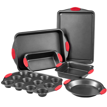 VEVOR Baking Pan Set 6-Piece Nonstick Carbon Steel Set with Silicone Handles
