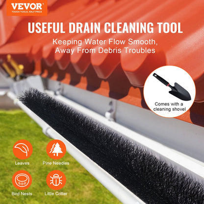 24.4m Gutter Cleaning Brush Set, 110mm Diameter, 27 Pack Leaf Guards