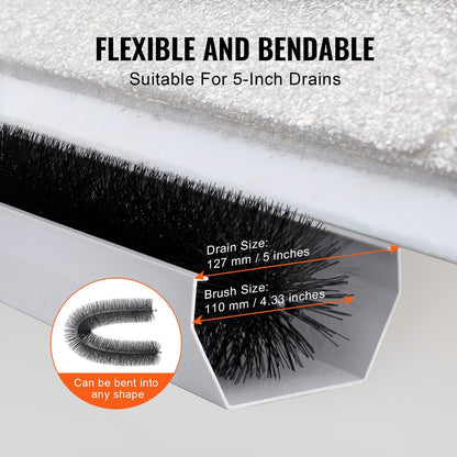 Flexible 36.6m Gutter Brush Leaf Guard, 110mm Diameter, 40 Pack, Black