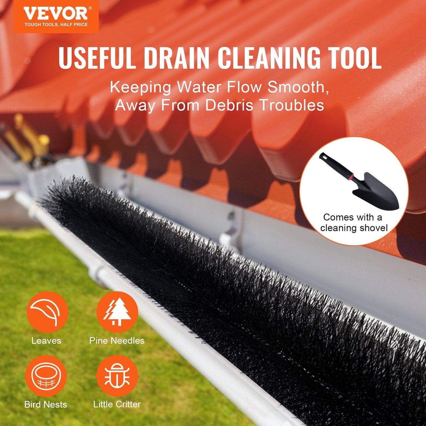 Gutter Cleaning Brush Set, 18.3m Total Length, 133mm Diameter, 20 Pack