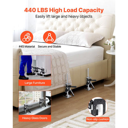 VEVOR Labor Saving Arm Jack 2 PCS 200kg Capacity 2 Modes Lifting to 165mm Black