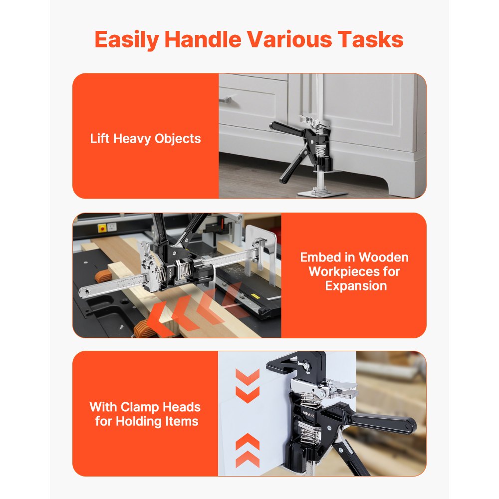 VEVOR Labor Saving Arm Jack 2 PCS 200kg Capacity 2 Modes Lifting to 235mm Black