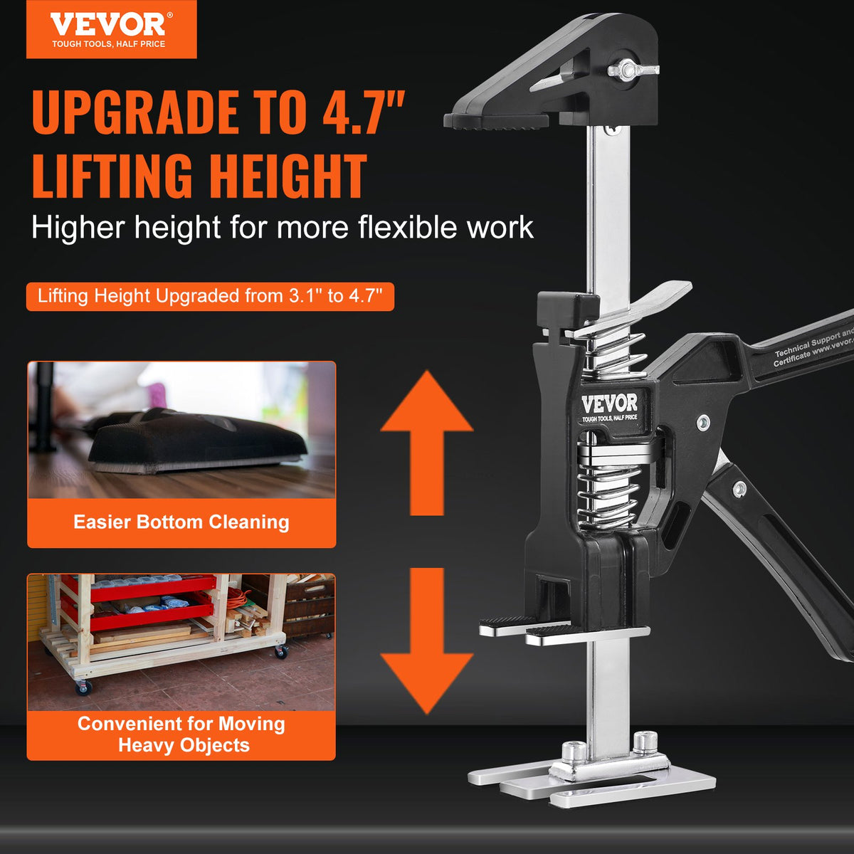 VEVOR Labor Saving Arm Jack, 2 PCS Bearing Capacity 90.7 kg, Lifting up to 120 mm,