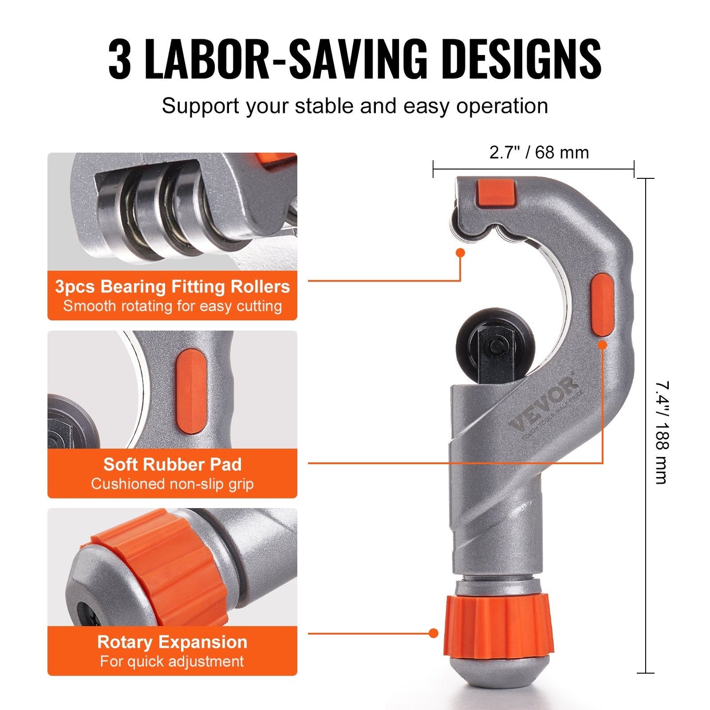 3-Piece Tubing Cutter Set: Copper, Aluminum & Plastic Pipe Tools with Deburring