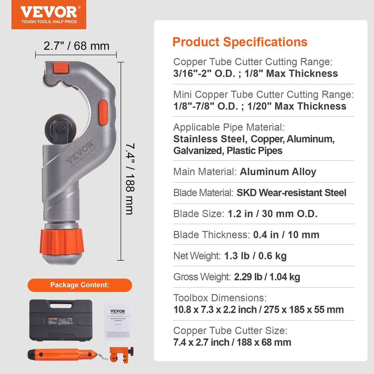 3-Piece Tubing Cutter Set: Copper, Aluminum & Plastic Pipe Tools with Deburring