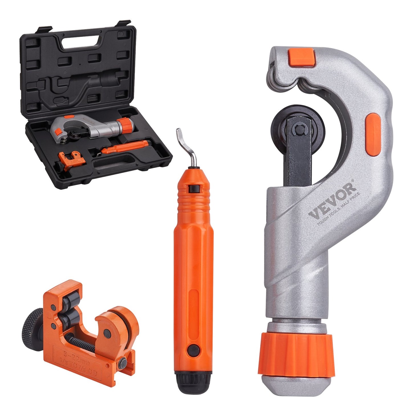 VEVOR 3PCS Tubing Cutter Set, 3/16"-2" O.D. Copper Pipe Cutter, 1/8"-7/8" O.D. Mini