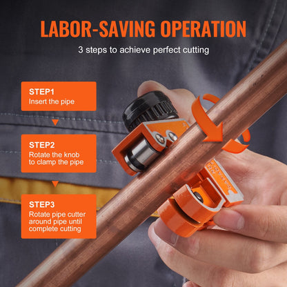 Compact Copper & Aluminum Pipe Cutter, 3-29mm Range, Durable SKD Blade