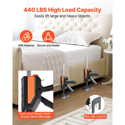 VEVOR Labor Saving Arm Jack 2 PCS 200kg Capacity 2 Modes Lifting to 195mm Black