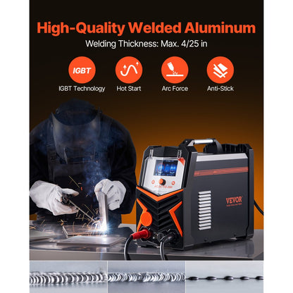 VEVOR 200A TIG Welder 6-In-1 AC/DC Welding Machine Pulse Spot MMA Stick IGBT LED