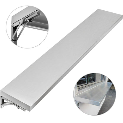 Foldable Stainless Steel Concession Shelf for Food Trailer, 1.8m x 0.29m