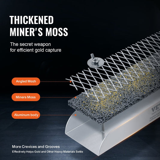 Gold Prospecting Kit with Mini Sluice Box, 30 cm Aluminum Equipment, 16 PCS