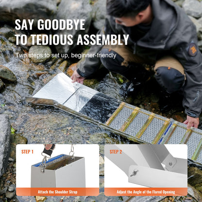 VEVOR Gold Panning Kit With Sluice Box, 50" Aluminum Gold Mining Equipment, 23 PCS